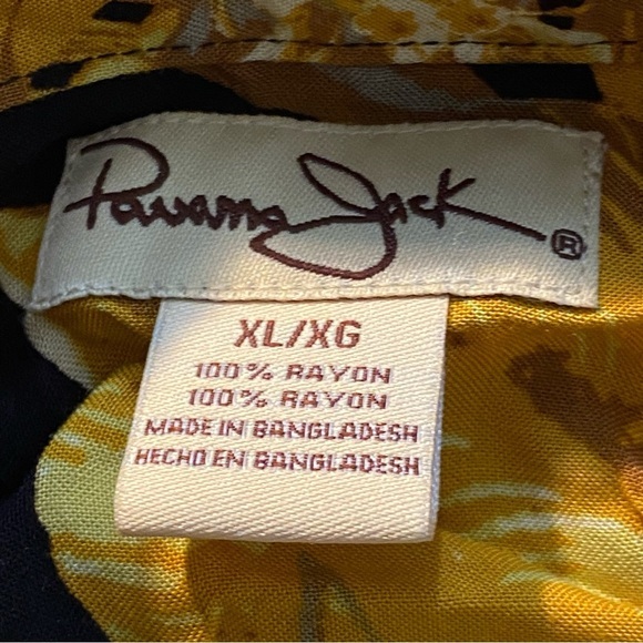 Panama Jack Shirt Mens X-Large Button Down Black-Gold Tropical Cocktails… - Picture 4 of 14